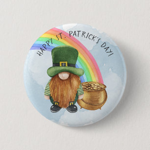 Badge Rond 5 Cm Cute Gnome Pot of Gold Custom St Patrick's Day