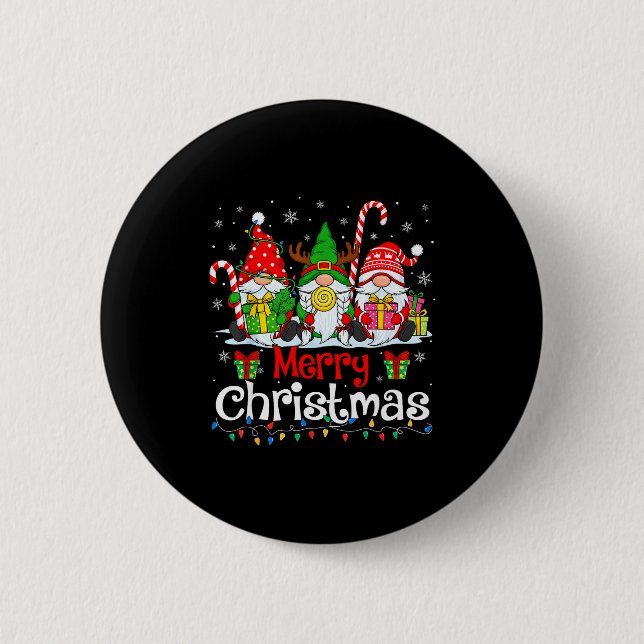 Badge Rond 5 Cm Cute Gnomes Merry Christmas Light Family Gnome Xma (Devant)