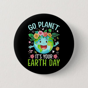 Badge Rond 5 Cm Cute Go Planet Your Earth Anniversaire Jour Enseig
