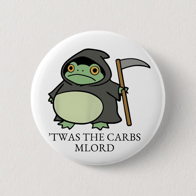 Badge Rond 5 Cm Cute Grim Reaper Frog – C'étaient les glucides, M' (Devant)