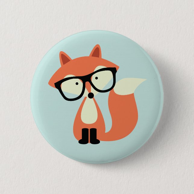 Badge Rond 5 Cm Cute Hipster Red Fox (Devant)