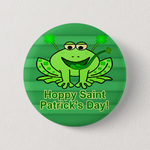 Badge Rond 5 Cm Cute Irlandaise Saint Patrick's Day Frog
