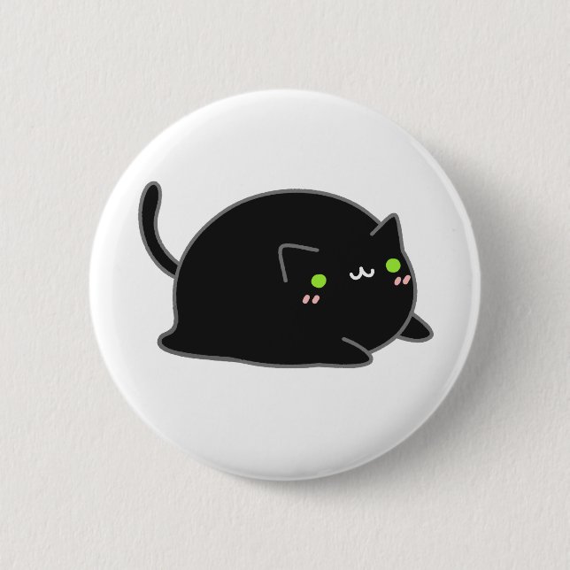 Badge Rond 5 Cm Cute Kawaii Chat noir (Devant)