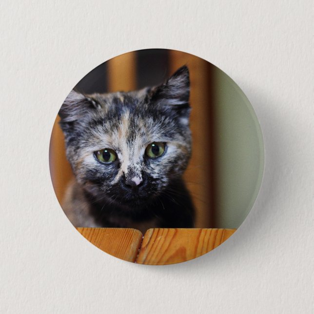 Badge Rond 5 Cm Cute Kitten noir et blanc (Devant)