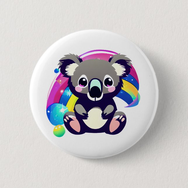 Badge Rond 5 Cm Cute Koala Ours et arc-en-ciel (Devant)