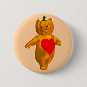 Badge Rond 5 Cm Cute Little Bear With Pumpkin Head