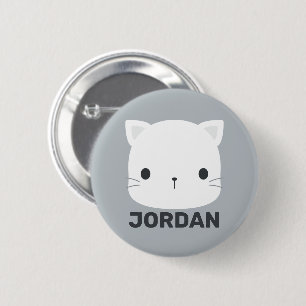 Badge Rond 5 Cm Cute Little Cat avec nom personnalisé