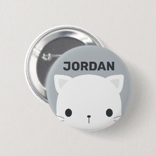Badge Rond 5 Cm Cute Little Cat avec nom personnalisé
