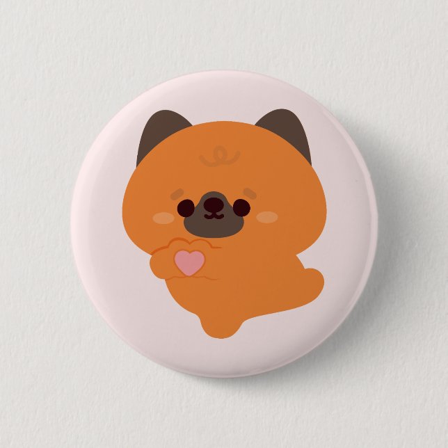 Badge Rond 5 Cm Cute Love German Shepherd Puppy (Devant)