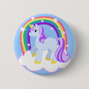 Badge Rond 5 Cm Cute Magical Unicorn avec arc-en-ciel (personnalis