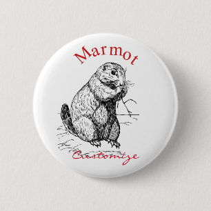 Badge Rond 5 Cm Cute Marmot Animal Thunder_Cove