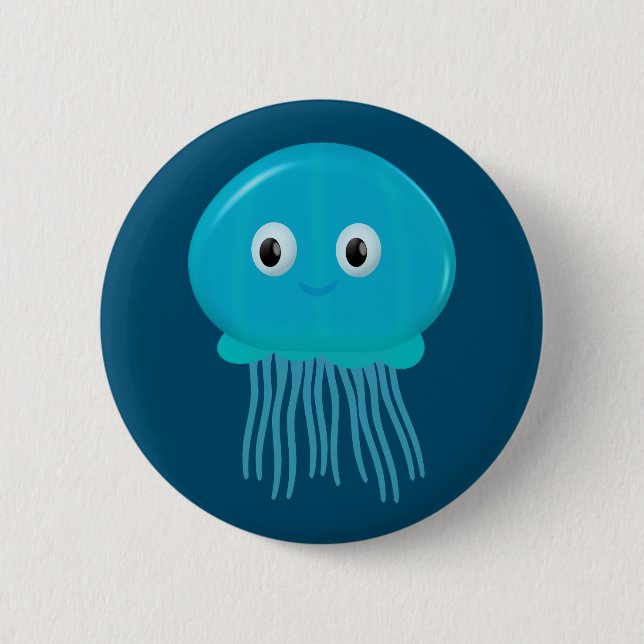 Badge Rond 5 Cm Cute méduse Cartoon Dans L'Océan Bleu (Devant)