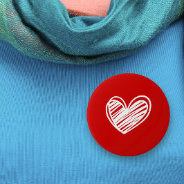 Badge Rond 5 Cm Cute Moderne Blanc Coeurs rouges Aimer Femme Roman