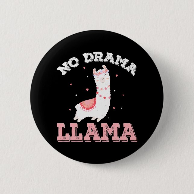 Badge Rond 5 Cm Cute No Drama Llama (Devant)