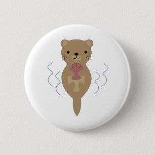 Badge Rond 5 Cm Cute Otter