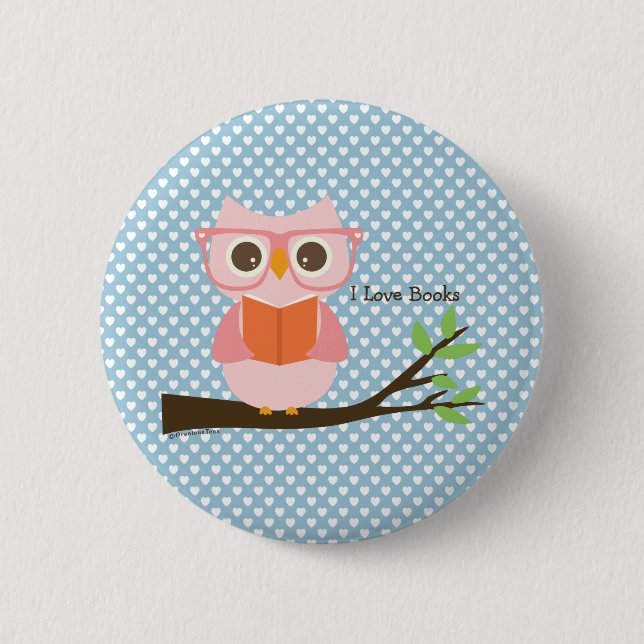 Badge Rond 5 Cm Cute Owl Lecture (Devant)