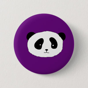 Badge Rond 5 Cm Cute Panda Face motif violet