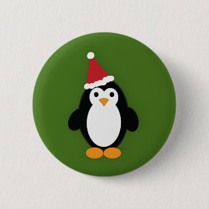 Badge Rond 5 Cm Cute Père Noël Penguin