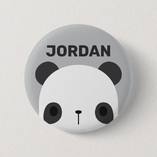 Badge Rond 5 Cm Cute petit ours Panda avec nom personnalisé