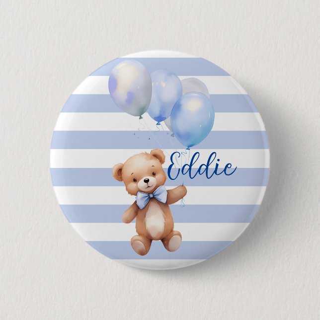 Badge Rond 5 Cm Cute petite ours en bleu (Devant)