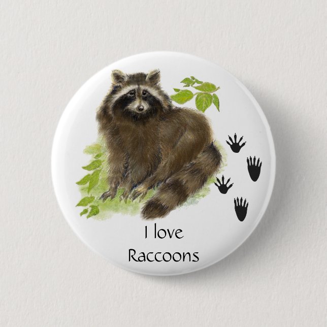 Badge Rond 5 Cm Cute Raccoon Nature (Devant)