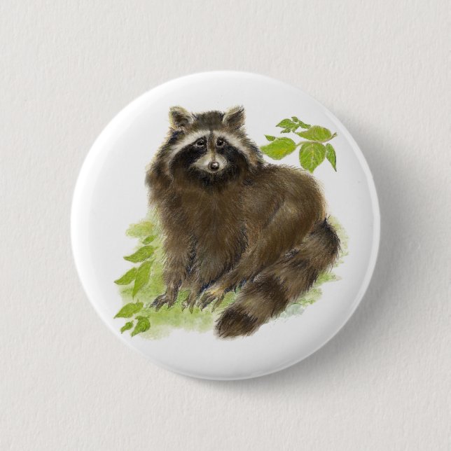 Badge Rond 5 Cm Cute Raccoon Nature (Devant)