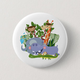 Badge Rond 5 Cm Cute Safari Animals