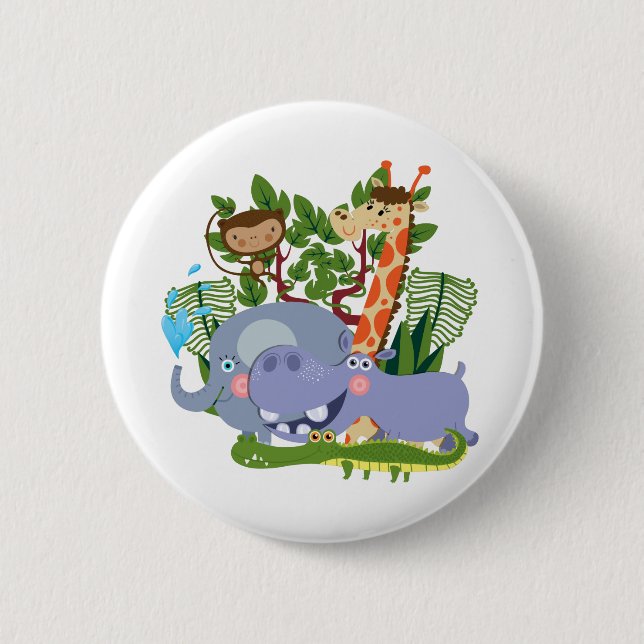 Badge Rond 5 Cm Cute Safari Animals (Devant)