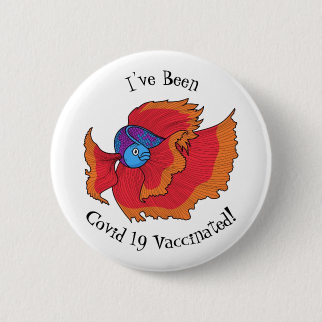 Badge Rond 5 Cm Cute Siamese combat poisson betta dessin (Devant)