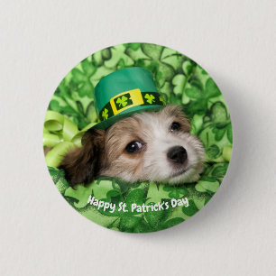 Badge Rond 5 Cm Cute St. Patrick's Day Puppy 