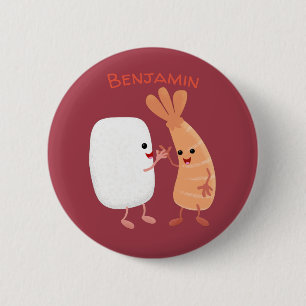 Badge Rond 5 Cm Cute sushi rice prawn friends cartoon