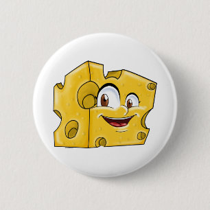 Badge Rond 5 Cm Cute Swiss Cheese Funny Cartoon Caractère Mascotte