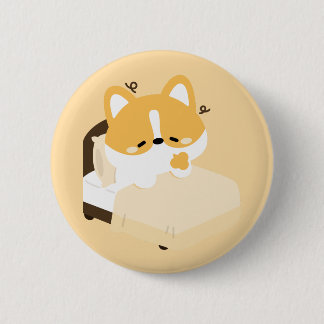 Badge Rond 5 Cm Cute Tired Corgi