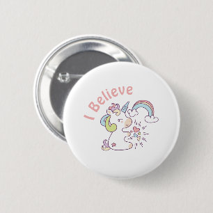Badge Rond 5 Cm Cute Unicorn Pastel