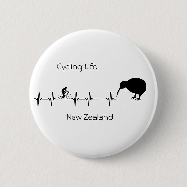 Badge Rond 5 Cm Cycling Life, Nouvelle-Zélande personnalisable (Devant)