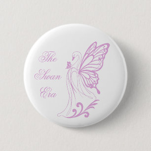 Badge Rond 5 Cm Cygne gracieux avec des ailes de papillon