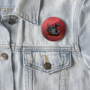 Badge Rond 5 Cm Cygne noir d'os – Élégance gothique