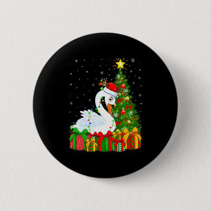 Badge Rond 5 Cm Cygne oiseau Noël vacances Santa cygne arbre de No