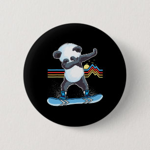 Badge Rond 5 Cm Dab Dance Panda Snowboard Ski Dabbing Panda