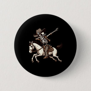 Badge Rond 5 Cm Dabbing Skeleton Cowboy Costume d'Halloween Enfant