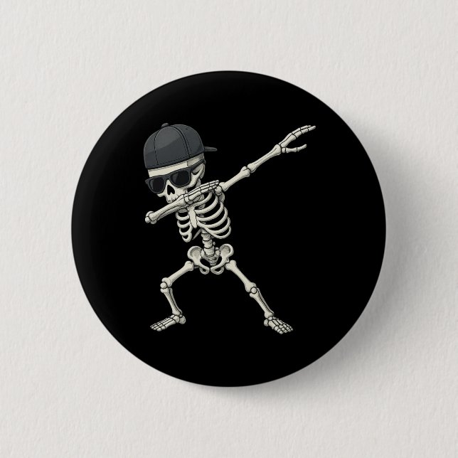 Badge Rond 5 Cm Dabbing Skeleton Pirate Halloween Jolly roger pour (Devant)