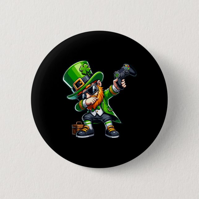 Badge Rond 5 Cm Daber Gamer Leprechaun Dab Dance St Pattys St Pa (Devant)