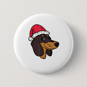 Badge Rond 5 Cm Dachshund Weiner Chien Père Noël Noël