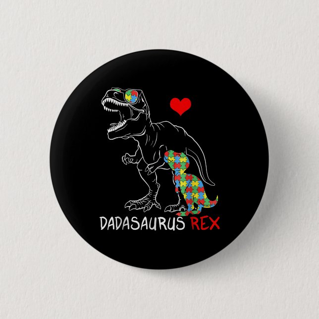 Badge Rond 5 Cm Dadasaurus Rex Autism (Devant)