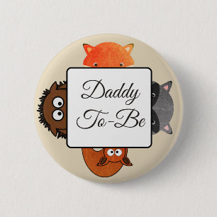 Badge Rond 5 Cm Daddy To Be Button Fox Woodlands Thème