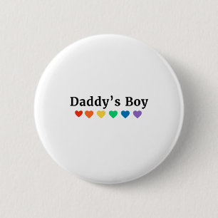 Badge Rond 5 Cm Daddy's Boy, Pride Rainbow Hearts, Funny Cool LGBT