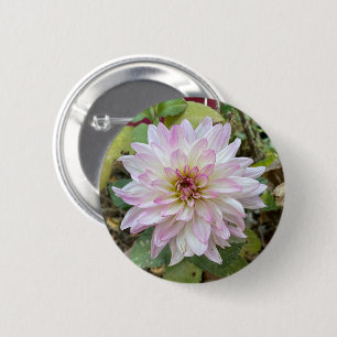 Badge Rond 5 Cm Dahlia à bout rose clair