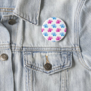 Badge Rond 5 Cm Dahlia Rose, Dahla Bleue, Motif Floral, Fleurs