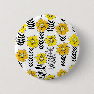 Badge Rond 5 Cm Daisy dooda en jaune et noir