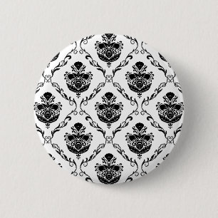 Badge Rond 5 Cm Damas noir traditionnel